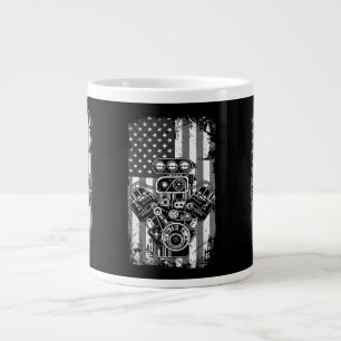 Vintage Spierkracht Auto Zuiger Amerikaanse Vlag G Grote Koffiekop