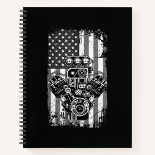 Vintage Spierkracht Auto Zuiger Amerikaanse Vlag G Notitieboek