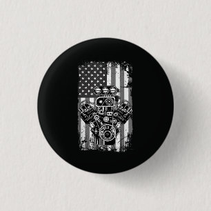 Vintage Spierkracht Auto Zuiger Amerikaanse Vlag G Ronde Button 3,2 Cm