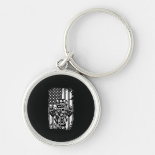 Vintage Spierkracht Auto Zuiger Amerikaanse Vlag G Sleutelhanger