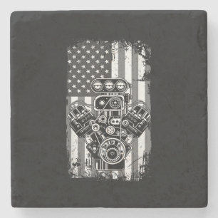 Vintage Spierkracht Auto Zuiger Amerikaanse Vlag G Stenen Onderzetter
