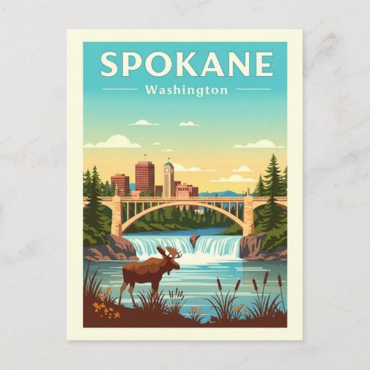 Vintage Spokane Washington Briefkaart (Voorkant)