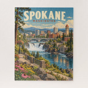 Vintage Spokane Washington River Falls Legpuzzel