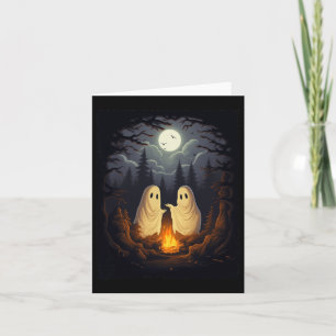 Vintage spook camping kampvuur gotische Halloween  Kaart
