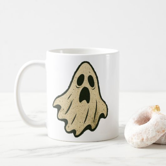 Vintage Spook Mok – Perfect voor Halloween Koffie (Met donut)
