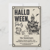 Vintage Spooky Graveyard Hounted House Halloween Kaart (Voorkant)