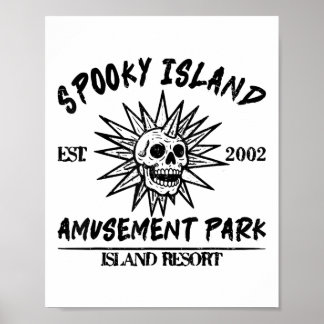 Vintage Spooky Island Est 2002 Amusement Park Isla Poster