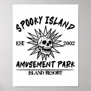 Vintage Spooky Island Est 2002 Pretpark Isla Poster