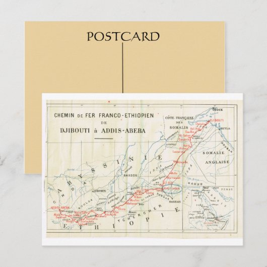 Vintage, Spoorweg? franco_Ethiopische Briefkaart (Voorkant / Achterkant)