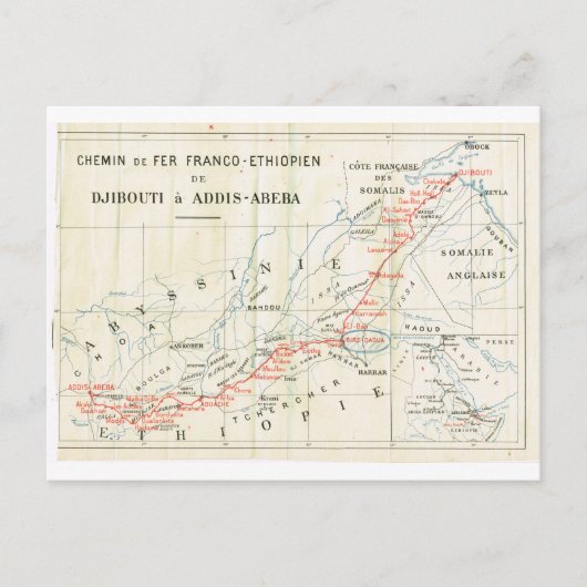 Vintage, Spoorweg? franco_Ethiopische Briefkaart (Voorkant)