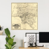 Vintage Spoorwegkaart Los Angeles (1912) Poster (Thuiskantoor)