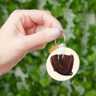 Vintage sport, antieke leren honkbalhandschoen sleutelhanger