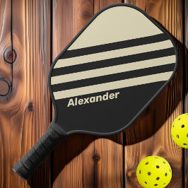 Vintage Sport Antraciet Strepen met Naam Pickleball Paddle