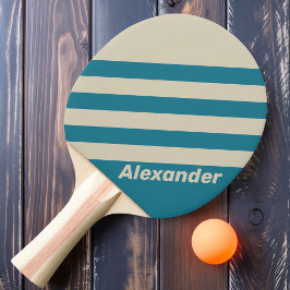 Vintage Sport Aquamarine Strepen met Naam Tafeltennisbatje