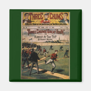 Vintage Sport Baseball Drie Chums Magazine Cover Magneet