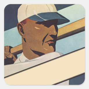Vintage sport baseball slagman, gestileerde kunst vierkante sticker