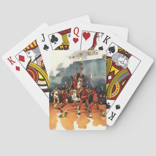 Vintage sport basketbalspel, basketballers pokerkaarten (Achterkant)