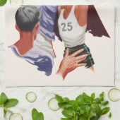 Vintage sport, basketbalspelers in een wedstrijd theedoek (Gevouwen)