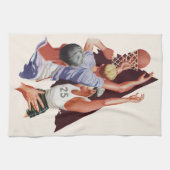 Vintage sport, basketbalspelers in een wedstrijd theedoek (Horizontaal)