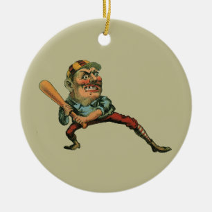 Vintage sport, boze honkbalspeler slagman keramisch ornament