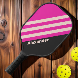 Vintage Sport Bubblegum Strepen met Naam Pickleball Paddle