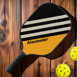 Vintage Sport Bumblebee Buzz Strepen met Naam Pickleball Paddle