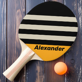 Vintage Sport Bumblebee Buzz Strepen met Naam Tafeltennisbatje