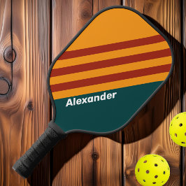 Vintage Sport Donkergroene Spetters Strepen met Na Pickleball Paddle