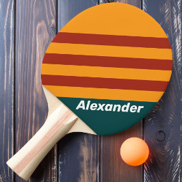 Vintage Sport Donkergroene Spetters Strepen met Na Tafeltennisbatje