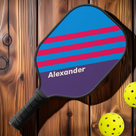 Vintage Sport Elektrische Druiven Strepen met Naam Pickleball Paddle