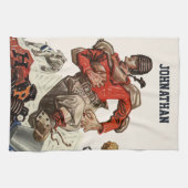 Vintage sport football quarterback speler hardlope theedoek (Horizontaal)