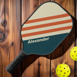 Vintage Sport Golvende Strepen met Naam Pickleball Paddle