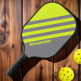 Vintage Sport HI VIS Strepen met Naam Pickleball Paddle