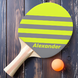 Vintage Sport HI VIS Strepen met Naam Tafeltennisbatje