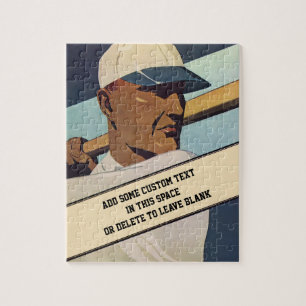 Vintage Sport Honkbal Batter, Gestileerde Kunst Legpuzzel