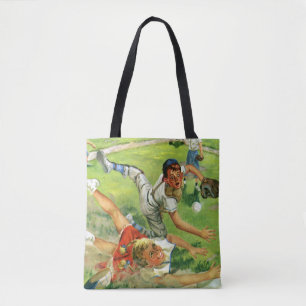 Vintage sport honkbal, kinderen teams spelend tote bag