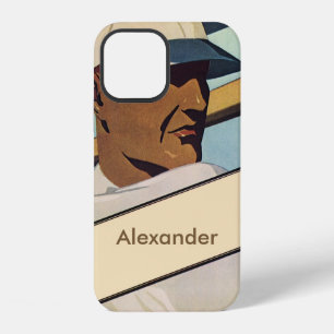 Vintage sport honkbal slagman, gestileerde kunst iPhone 12 hoesje