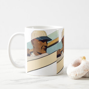 Vintage sport honkbal slagman, gestileerde kunst koffiemok