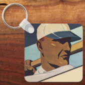 Vintage sport honkbal slagman, gestileerde kunst sleutelhanger (Voorkant)