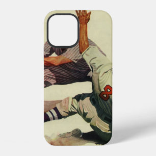 Vintage sport honkbal, speler die naar thuis glijd iPhone 12 hoesje