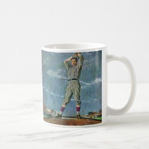 Vintage sport honkbal, werper in honkbalwedstrijd koffiemok
