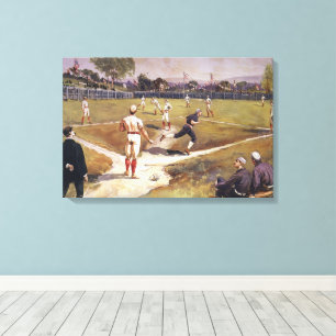 Vintage sport honkbalspel van Henry Sandham Canvas Afdruk