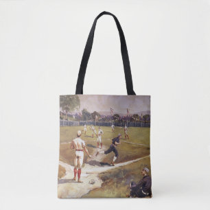 Vintage sport honkbalspel van Henry Sandham Tote Bag