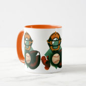 Vintage sport honkbalspeler, catcher met handschoe mok (Voorkant links)