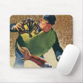 Vintage sport honkbalspeler, de scheidsrechter muismat (Met muis)