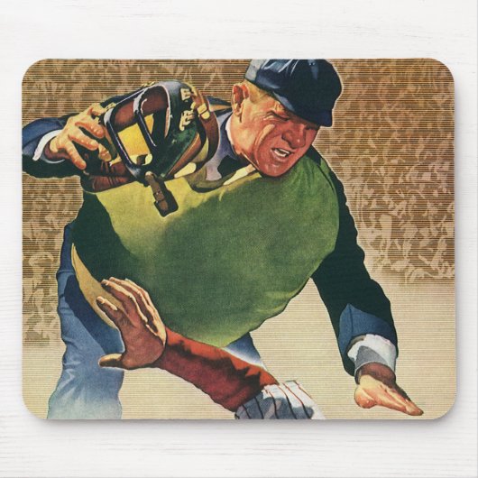Vintage sport honkbalspeler, de scheidsrechter muismat (Voorkant)