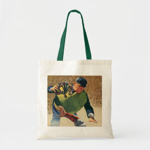 Vintage sport honkbalspeler, de scheidsrechter tote bag