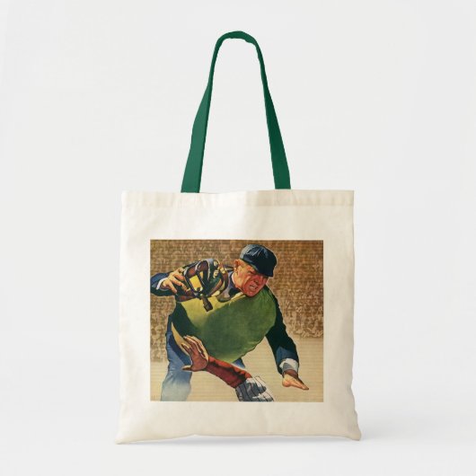Vintage sport honkbalspeler, de scheidsrechter tote bag (Voorkant)
