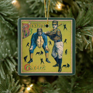 Vintage sport honkbalspelers bij de thuiswedstrijd keramisch ornament