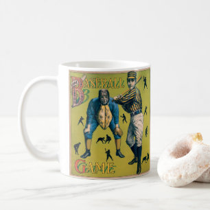 Vintage sport honkbalspelers bij de thuiswedstrijd koffiemok
